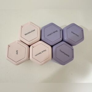Cadence Magnetic Hexagon Travel Storage Containers - Pastel Pink & Lavender